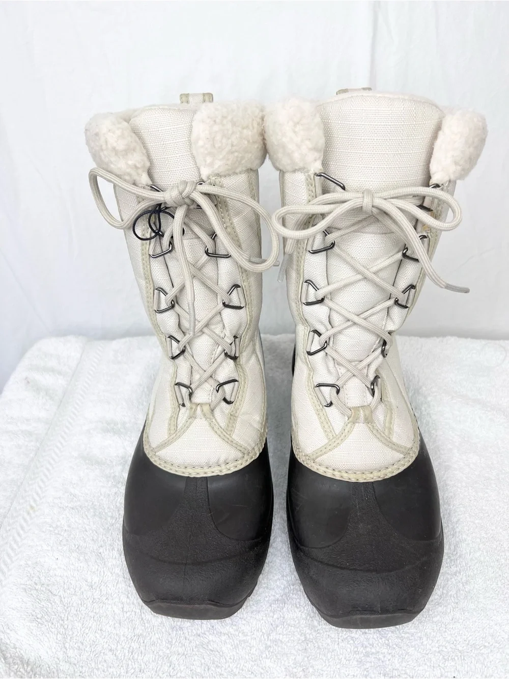 Sorel Cumberland Womens 8 Winter Boots White Black Insulated Snow NL1436